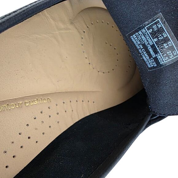 Clarks Black Leather Loafers with Tortoise Shell Chain Accent Women's Size 12 - Picture 3 of 6